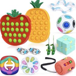 12 pcs figet toys Toys Set for Kids and Adults，PopIt Party Favors, Autistic ADHD Stress Relief Tools Poppers Fidget Pack