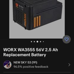 WORX 56VMAX lithium Battery 