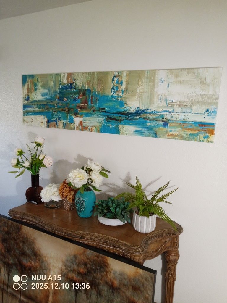 Like New Long Textured Wall Art Print 66"Wx18.5"H