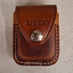 Zippo Brown Leather Lighter Pouch With Clip