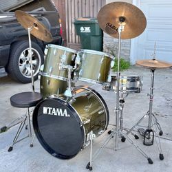Tama Green Drum Set with Sabian Cymbals And Hardware