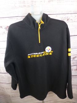 NFL Pittsburgh Steelers Team Apparel Men's Large Black 1/4 Zip Pullover - H5