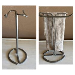 Silver Double Hand Towel Rack Stand
