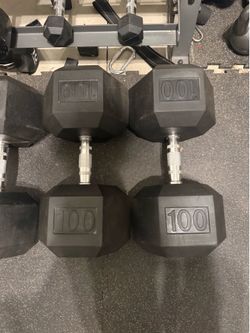 100lb Rubber Hex Dumbbells