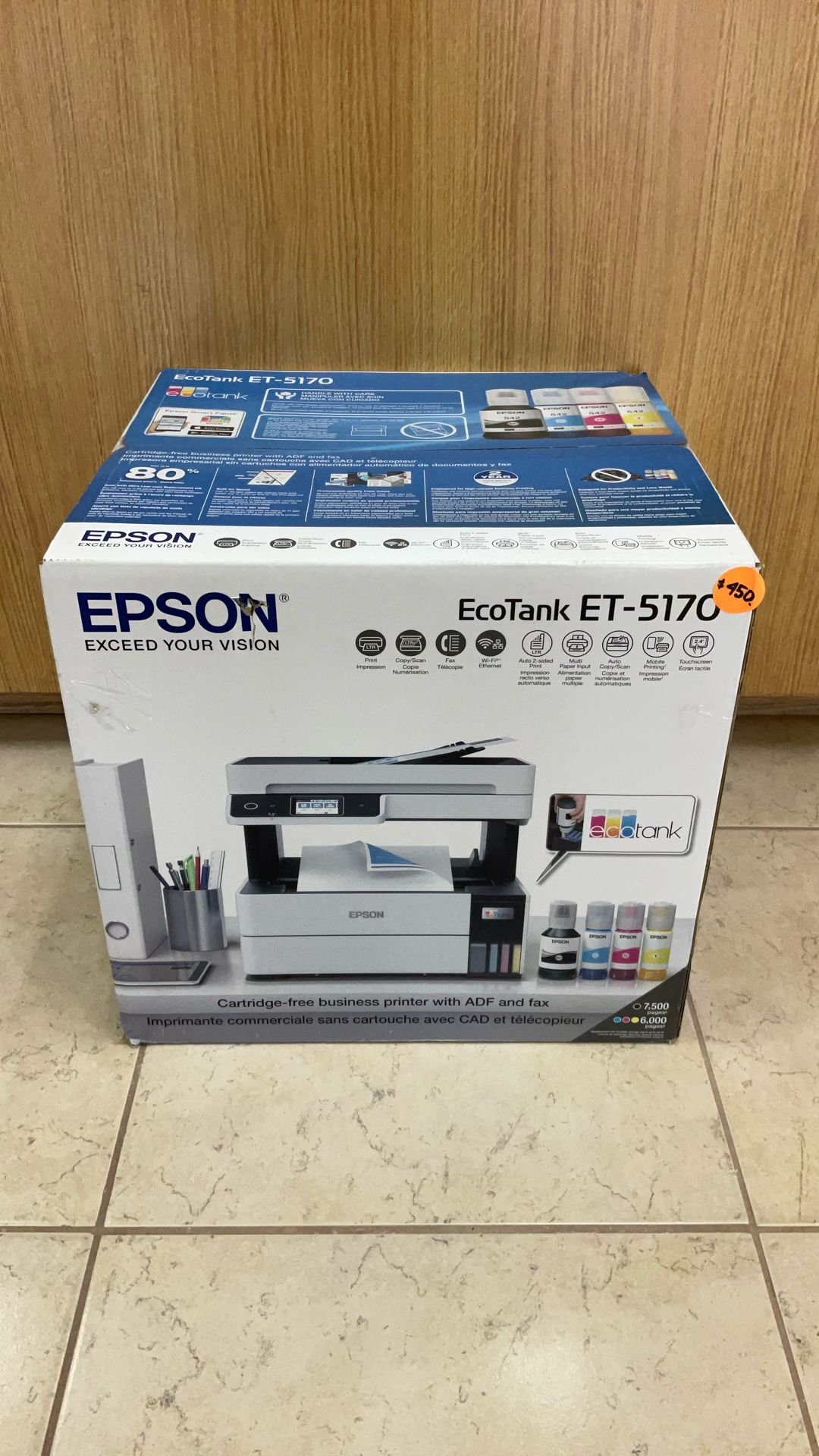 EPSON ECO TANK ET-5170 CARTRIDGE-FREE BUSINESS PRINTER WITH ADF AND FAX.