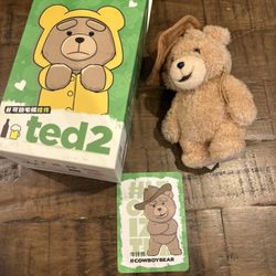 Pop Mart Ted2 Teddy Bear Action Series Cowboy bear Plush Pendant.