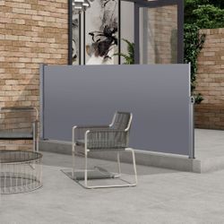 138 x 71''Retractable Side Awning, Waterproof & UV-Resistant, Privacy Screen Divider Roll Up Balcony(Grey)