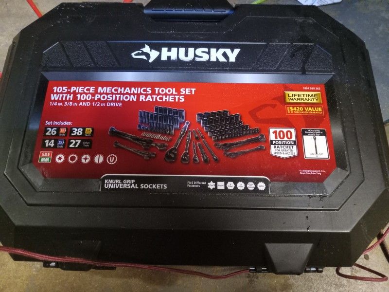 New, husky 105 piece mechanic tool set, Never Opened