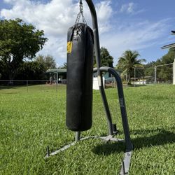 RARE EVERLAST LEATHER HEAVY DUTY PUNCHING BAG WITH STAND