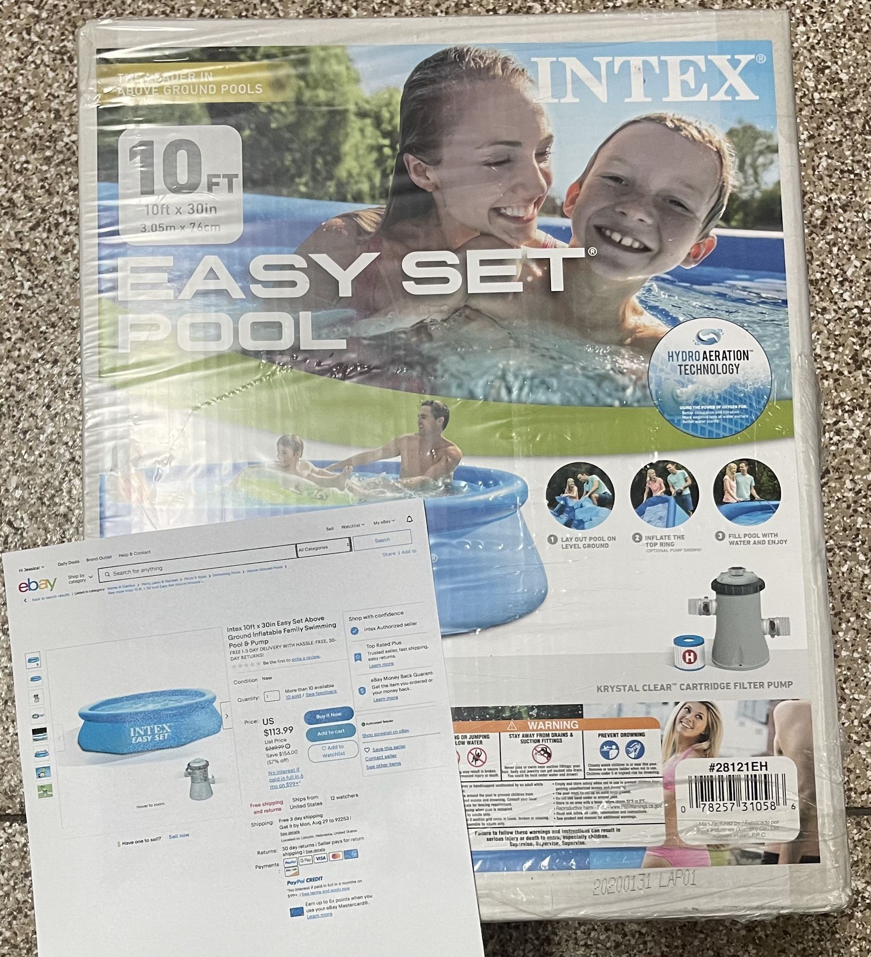 Intex 10ft X30in Easy Set Up Above Ground Inflatable Family Pool & Pump Brand New In Box Never Opened!