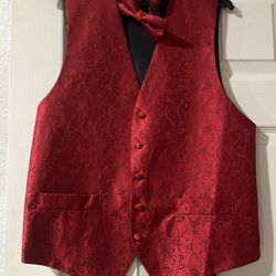 Rich red paisley satin vest