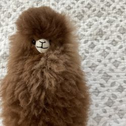 Alpaca Plush Toy Handcrafted on real Alpaca Natural Fur about 9 inches, Brown