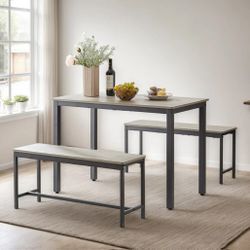 BRAND NEW 
HOMESTOCK
43.30 3-Piece Dining Table Set with Benches in for 4 People-Compact Kitchen and Dining Room Furniture in Gray
