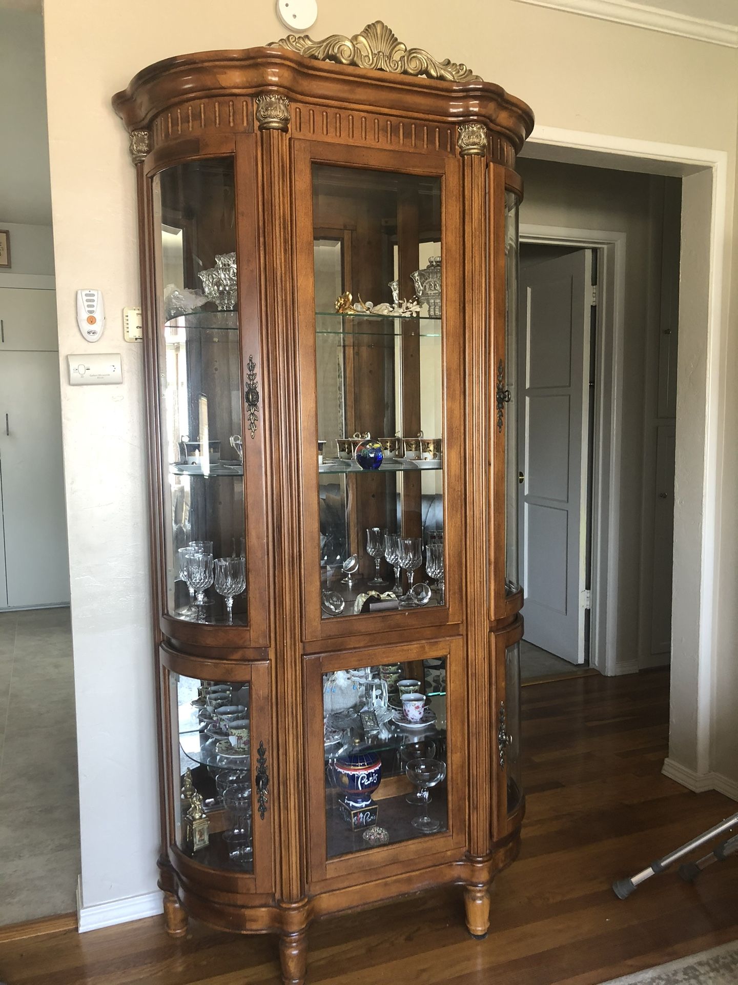 Victorian French Real Wood Curio Glass Cabinet