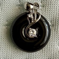 Certified Black Grade A 100% Natural Burma Jadeite Jade Pendant 