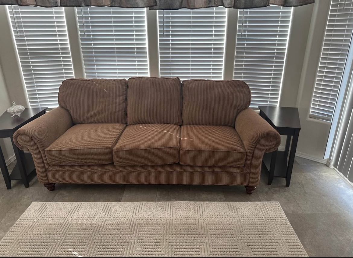 Brown 3-Seater Sofa – Good Condition – $180 (Delivery Available)