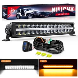 Nilight LED Light Bar with Amber DRL 19 Inch 150W Offroad Light Anti-Glare Flood Spot Combo LED Driving Light IP68 w/ 14 AWG DT Connector Wiring Harne