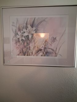 1983 "Spring Lillies" in water color by Brant Hoighton