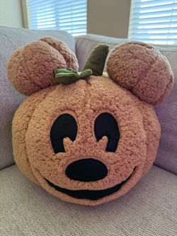 Mickey Mouse Pumpkin Soft Sherpa Fur Pillow Fall Halloween 