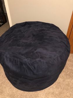 Navy Blue Suede Memory Foam Bean Bag Chair