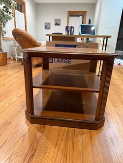 Wood End Table with Two Shelves