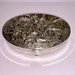 Vintage Hans Jensen Denmark Repousse Silver Plated Trinket Box