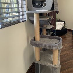 Catry Cascade Cat Tree - 63 inch - 5 Levels & Condo - Gray