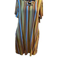 NWT French Laundry Striped Summer Dress Cover Up With Pockets Sz Large