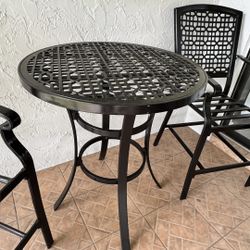Outdoor Metal Patio Set – Bistro Table + 2 Chairs + Bench