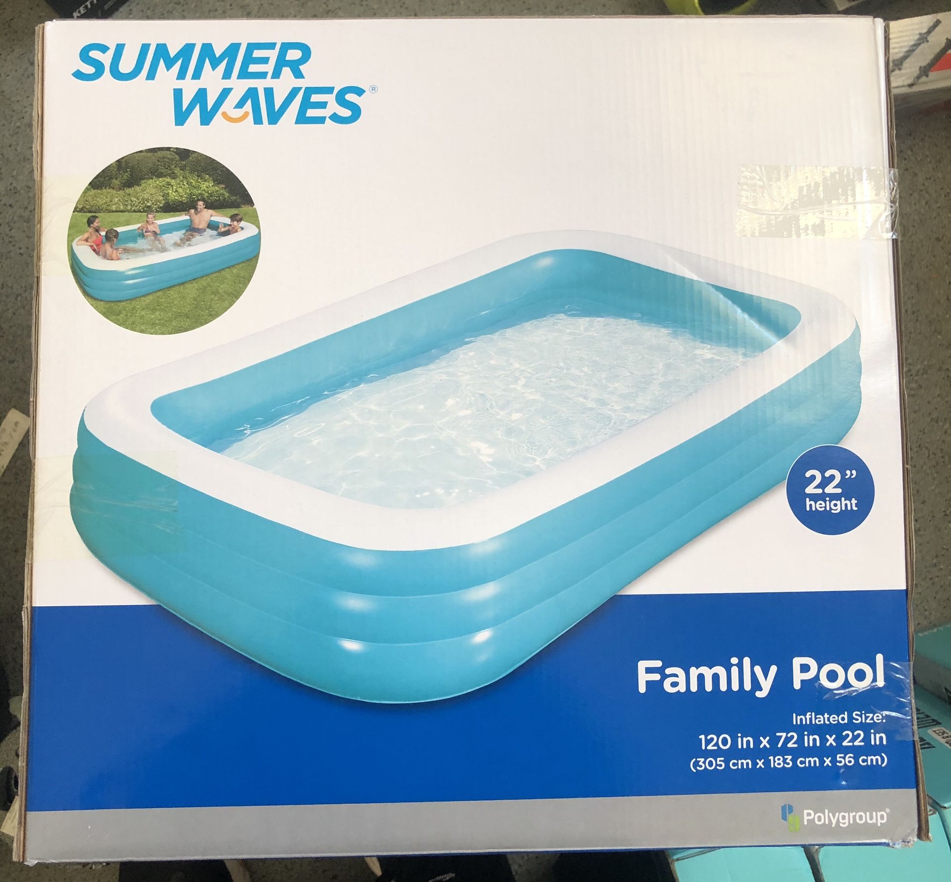 Summer Waves TranSummer Waves Family Pool Inflatable 120 x 72 x 22 inches NEW