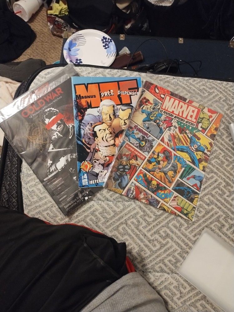 Two Posters Books And A Old Comic Book
