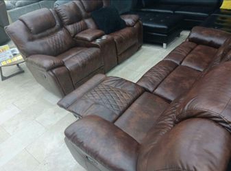 Winter Clearance Sale. Santiago Brown, Leather Reclining Sofa And Loveseat Set Only $1199. Easy Finance Option. Same-Day Delivery.