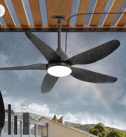 46" Outdoor Ceiling Fan with Lights, IP65 Waterproof Gazebo Fan with Remote Control 6-Speeds DC Motor, Black Plug in Hanging Fan for Patio Porch Pergo