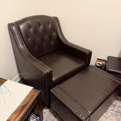 Black Leather Chair And Ottoman 