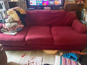 Free couch with red couch cover
