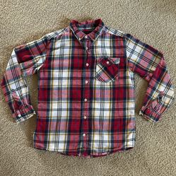 Tommy Hilfiger - Red, Blue And Yellow Long Sleeve Flannel Button Down (Men’s Size L 16-18)