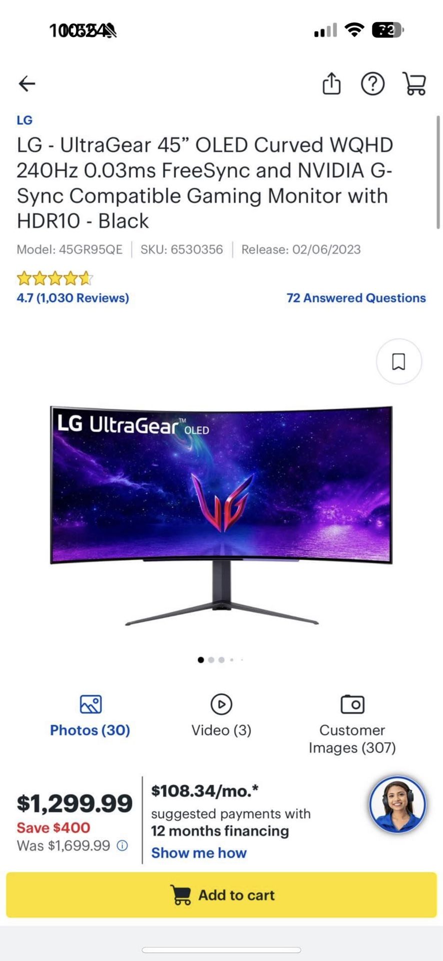 LG - UltraGear 45” OLED Curved WQHD 240Hz 0.03ms FreeSync and NVIDIA G-Sync