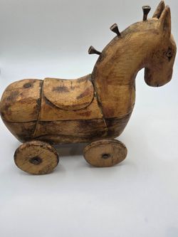 very nice!! Vintage Wooden Horse Pull Toy Handcrafted Classic Design