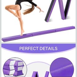 9FT Balance Beam Folding Gymnastics Beam Foam Anti-Slip Bottom Equipment for Floor Home Training, Kids, Adults