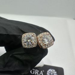 New!! 9.5mm Square Crescent Moissanite Earrings
