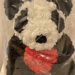 Black/ White Artificial Rose Bear - Panda Bear