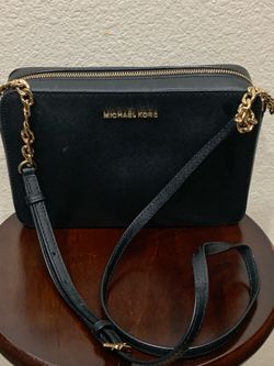 Michael Kors Jet Set Large Saffiano Leather Crossbody Bag Black