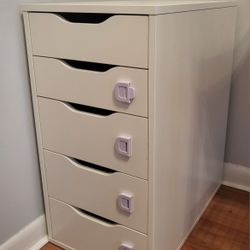 Ikea 5-Drawer White Cabinet 22 7/8D x 14 1/8W, 27 inches tall