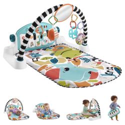 Fisher-Price Glow and Grow Kick & Play Piano Gym Baby Playmat with Musical Learning Toy, Blue