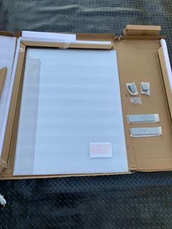 Tempered Glass Fireplace Screen, 29" x 39", Silver Base, Modern Frameless