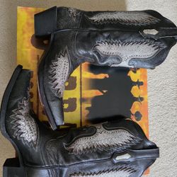 Womens Corral Cowboy Boots Black Silver Size 81/2