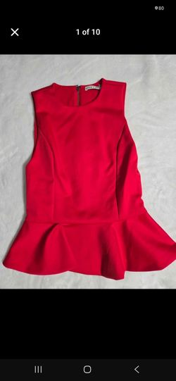 Alice + Olivia Poppy Crew Neck Peplum Top