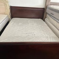 Queen Size Mattress And Box Spring With Bed Frame 🚚 Free Delivery 🚚