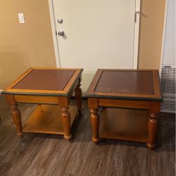REAL Wood Table Set Of 2 (great Condition)