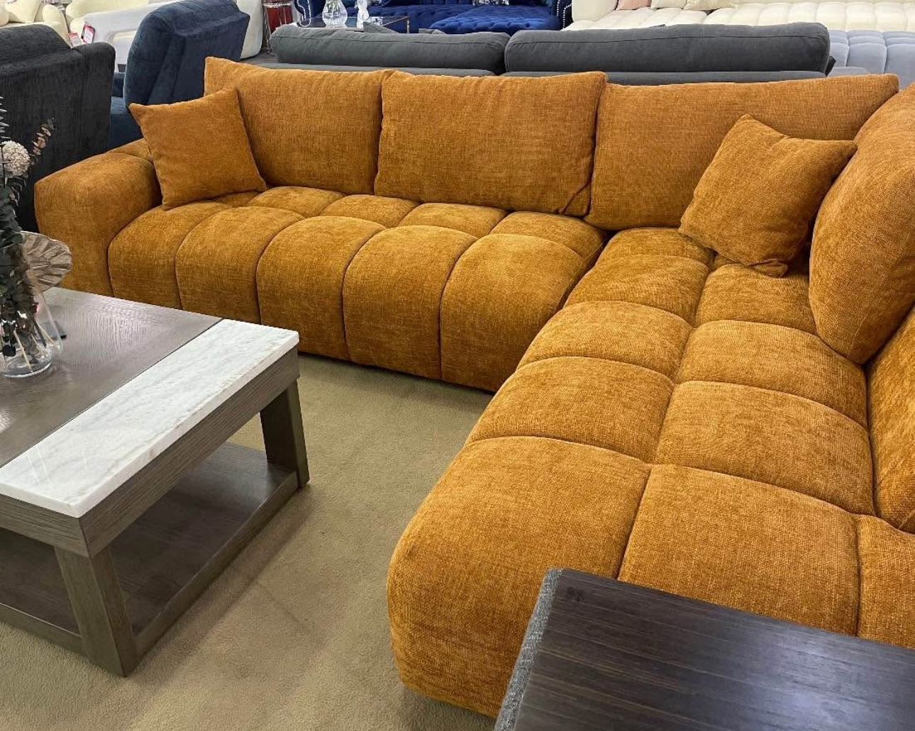 Orange Linen Sofa Sectional